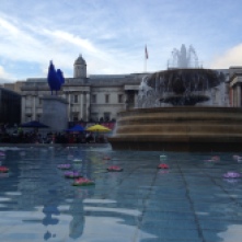 water lillies fountain trafalgar square blue rooster london plinth