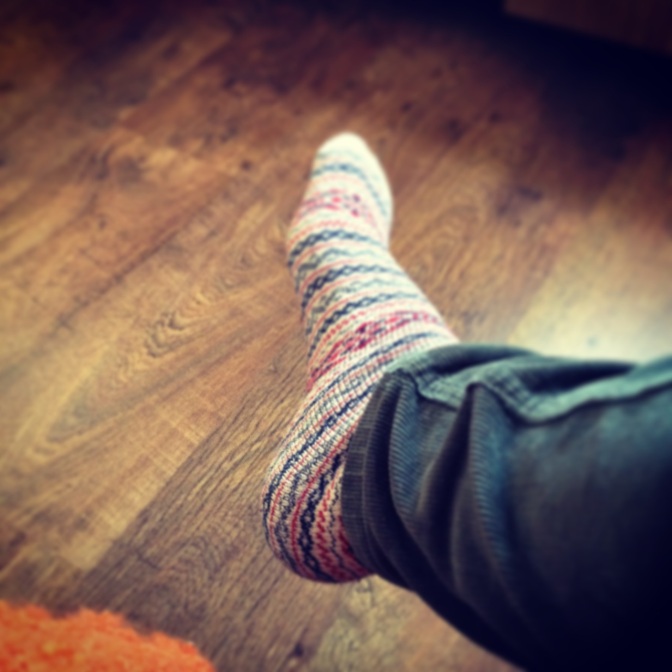 socks feet print winter knit