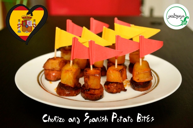 spanish tapas, potato and chorizo, spanish tapas bites, easy tapas recipe, eurovision tapas,